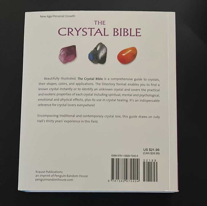 Interior page of The Crystal Bible - Judy Hall showcasing detailed illustrations and descriptions of various crystals. A must-have reference for crystal enthusiasts.