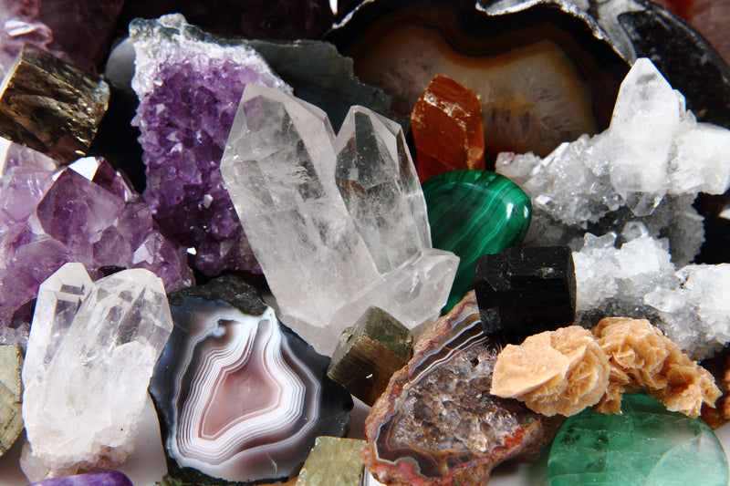 Close-up of stunning gemstones included in the Monthly Crystal Collection Subscription box.