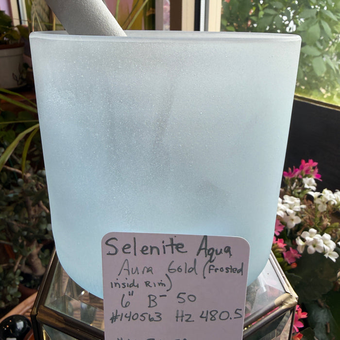 Crystal Tones Selenite Aqua Aura Gold Alchemy Crystal Bowl