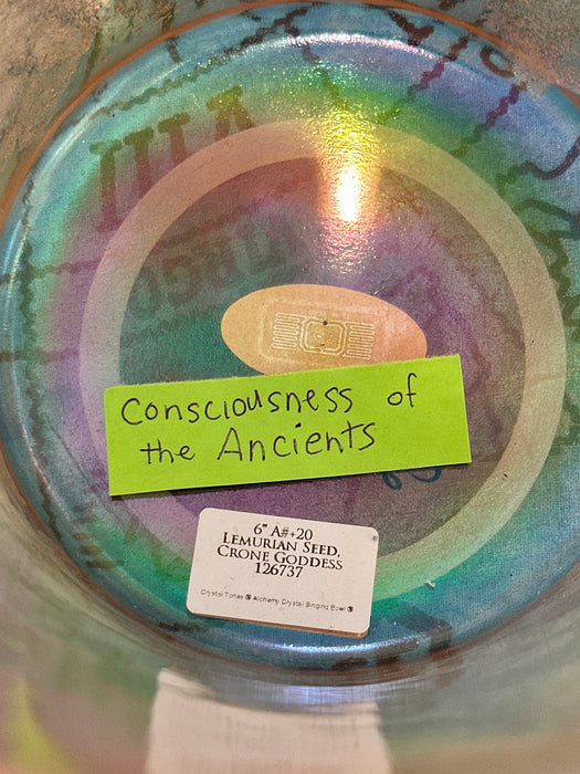 Crystal Tones®️ Singing Bowl 6" A#+20 Lemurian Seed, Crone Goddess Bowl