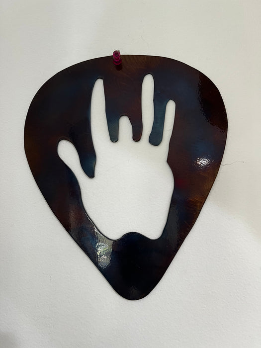 Jerry Garcia of the Grateful Dead hand guitar pick metal art