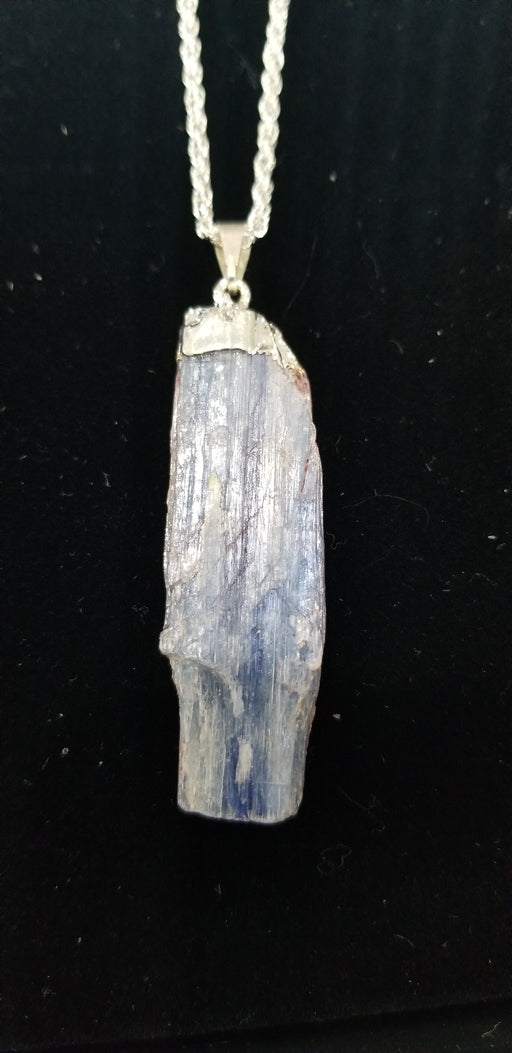 Beautiful Kayanite silver capped pendant showcasing a stunning blue indigo hue, perfect for enhancing your mind and promoting harmony with all chakras.