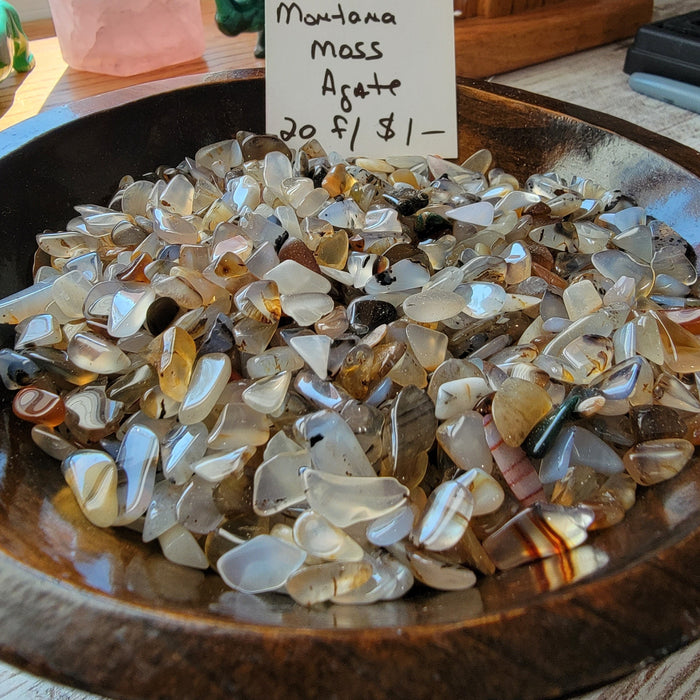 Tumbled stones - Montana Moss Agate - CHIPS